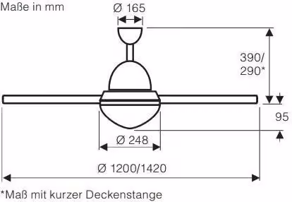 LIBECCIO 120/142, Ventilatore con Luce, CasaFan Colore: Bianco