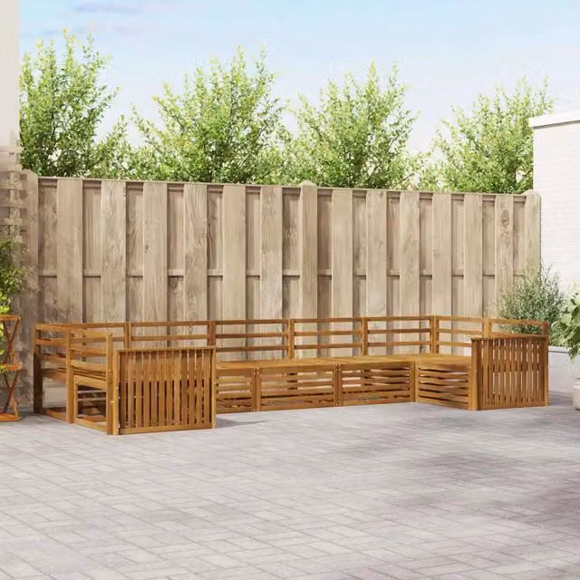 Set di divani da esterno 7 pz Naturale Legno di Acacia Massello 3374054