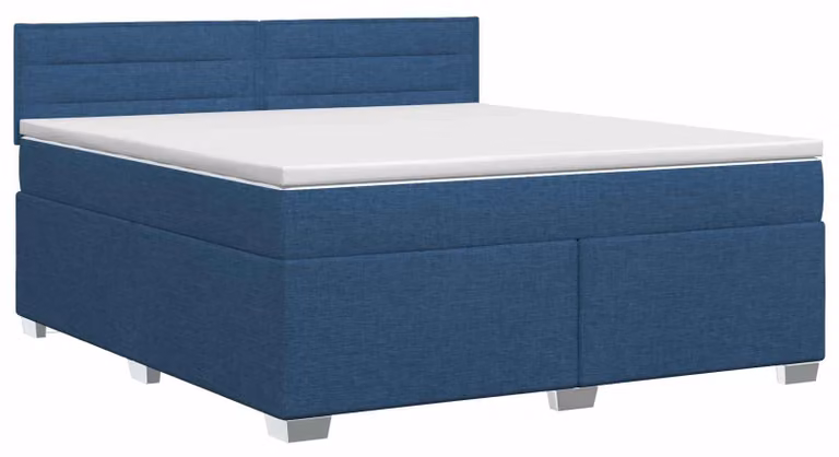 Letto a molle insacchettate con materasso e testata in tessuto blu 140 x 190 cm