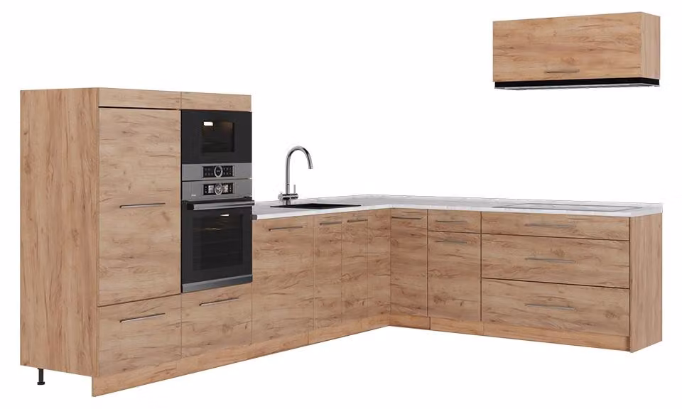 Cucina angolare completa Vicco Fame-Line Rovere dorato/Rovere dorato 327 x 227 cm, PL Marmo, Model 64394
