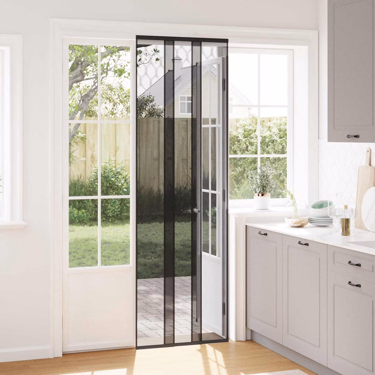 vidaXL Zanzariera per porta con tenda in rete Nero 70 x 220 cm