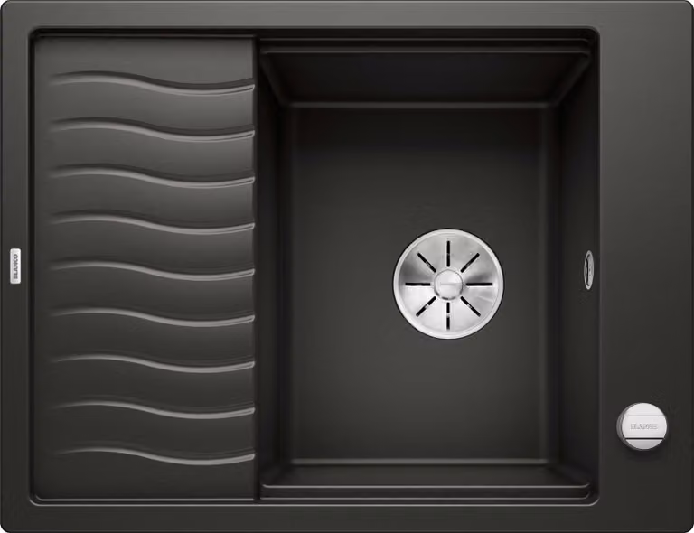 Blanco Elon 45 - Lavello in silgranito, 650x500 mm, con comando di scarico e accessori, nero 525879