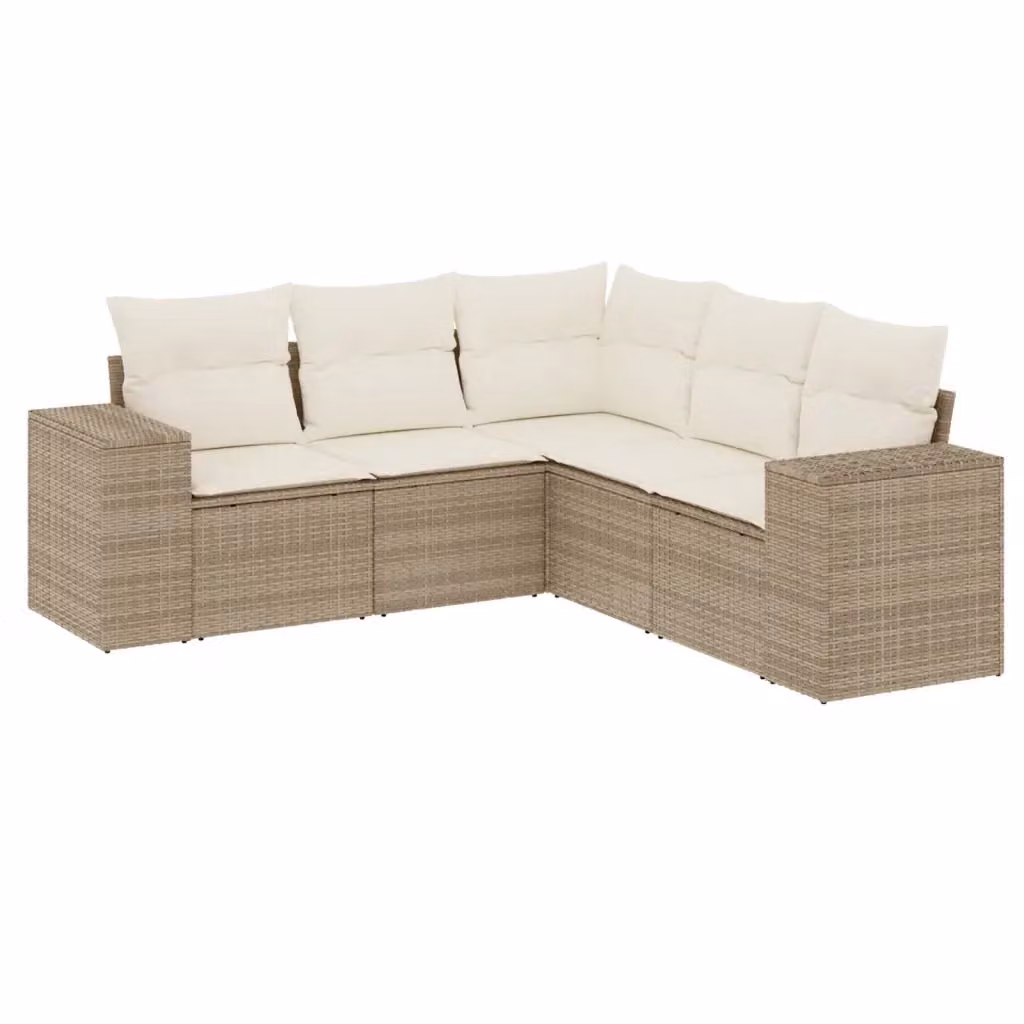 vidaXL Set Divano da Giardino a L con Cuscini Beige e Struttura in Metallo e Polyrattan – 2