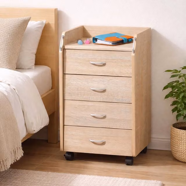 Cassettiera DMORA con 4 cassetti in stile moderno, colore beige, L 40 cm x P 36 cm x H 65 cm