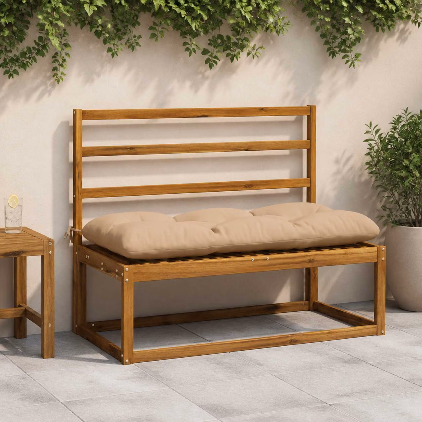Set di 2 cuscini per panchina vidaXL VIANEN in poliestere color sabbia, resistenti ai raggi UV e lavabili