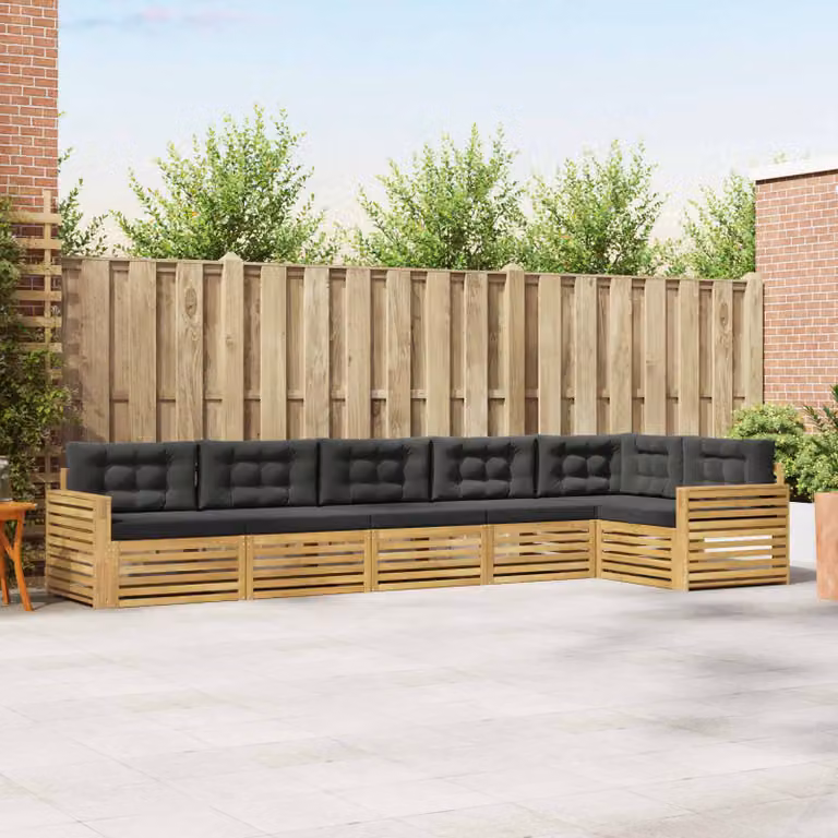 Set di divani da esterno vidaXL 6 pz in legno di acacia con cuscini bianchi e antracite
