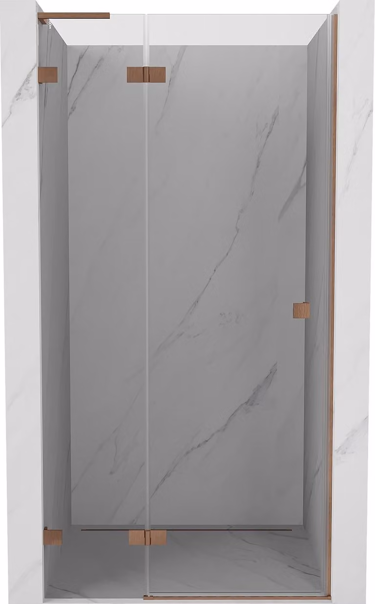 Mexen Lunar L porta doccia a battente sinistra 105 cm, trasparente, rame spazzolato - 834L-105-000-65-00-L