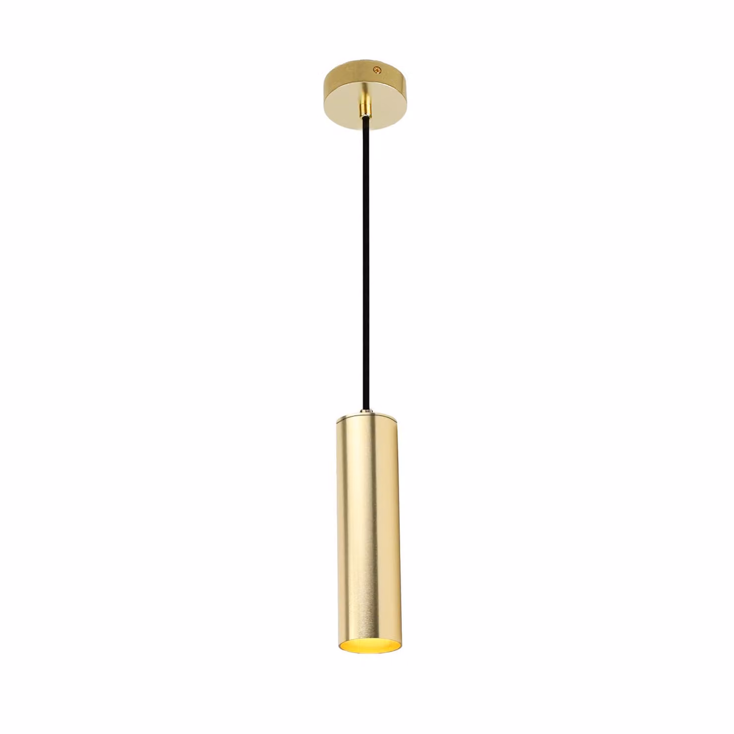 Moderna e minimalista lampada a sospensione da soffitto in alluminio dorato a forma di tubo lungo 20 cm con attacco per lampada GU10, regolabile in altezza