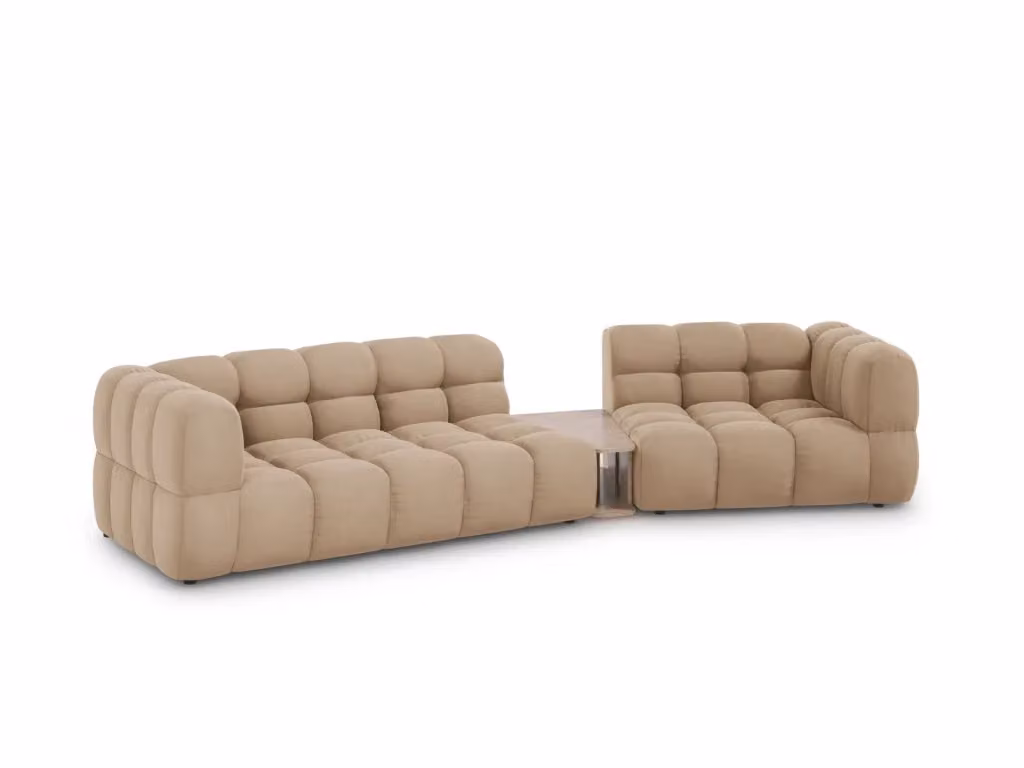 Divano modulare Sky Cosmopolitan Design a 3 posti in velluto color sabbia con configurazione a L destra – 2