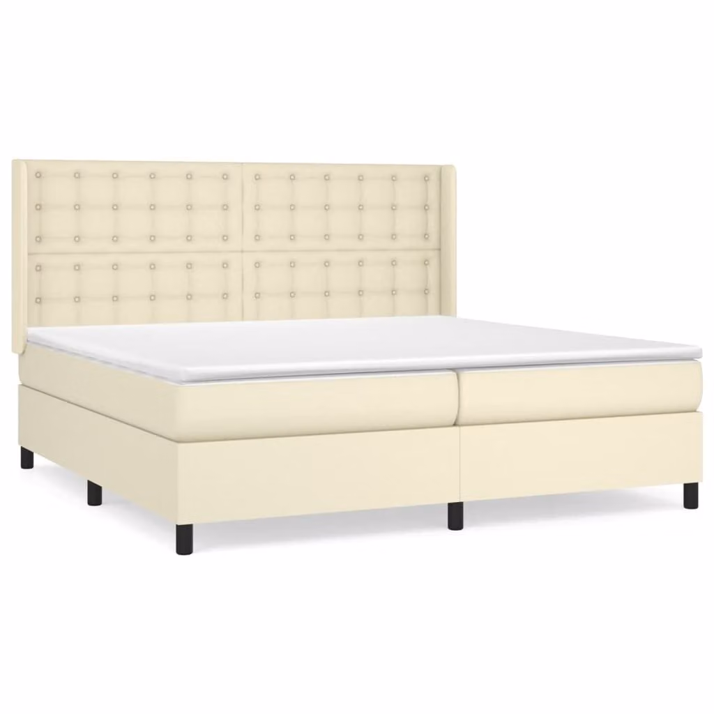 Giroletto a Molle con Materasso Crema 200x200 cm in Pelle finta