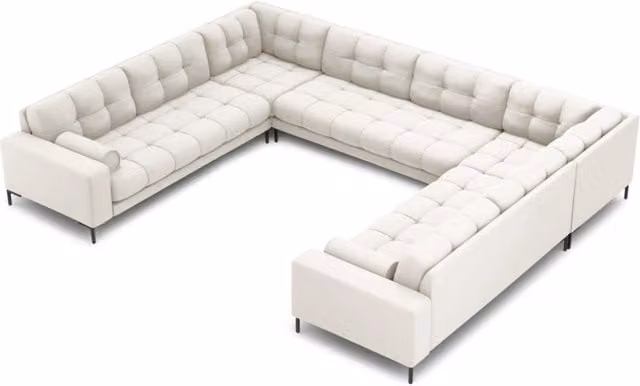 Divano panoramico Bali Cosmopolitan Design a 9 posti in tessuto strutturato beige chiaro L: 327 cm, P: 159 cm, H: 75 cm