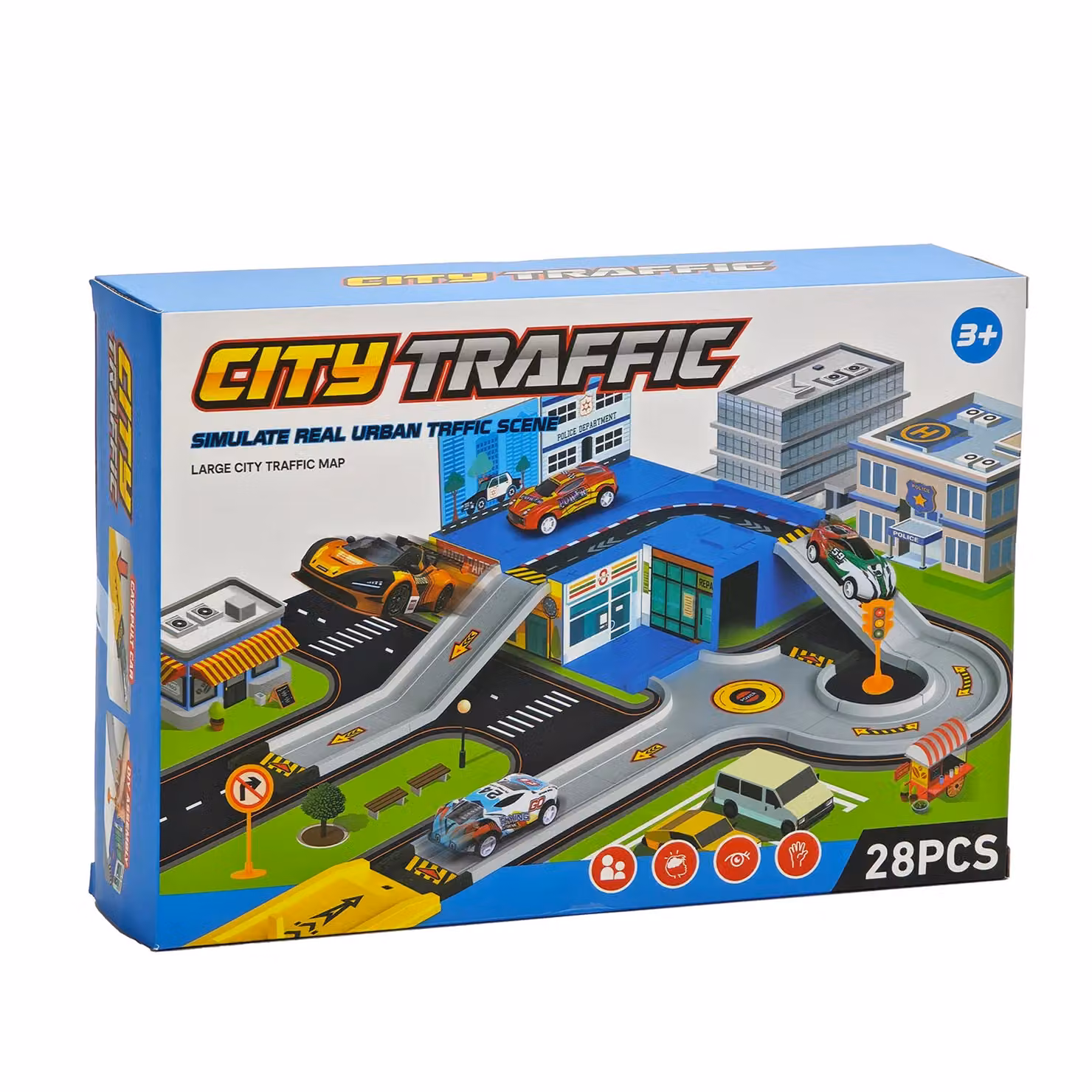 TU GIOCHI Playset City Traffic con Veicoli e Strade Multicolore in Plastica