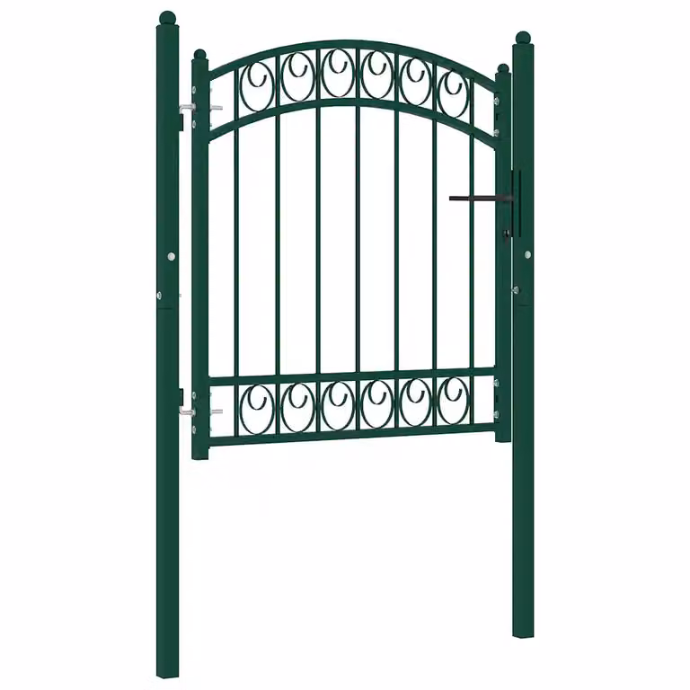 Cancello per recinzione ad arco singolo in acciaio verde vidaXL L/P/H: 100 x 150 x 6 cm
