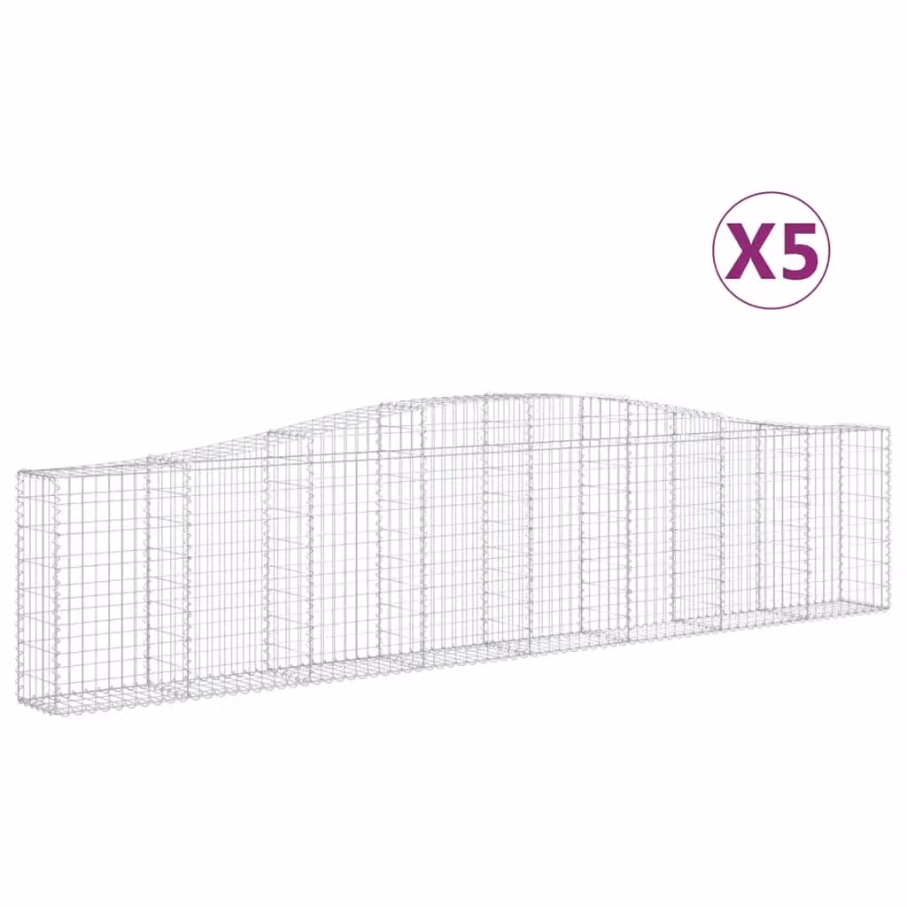 Cesti Gabbioni ad Arco 5 pz 400x30x80/100 cm Ferro Zincato