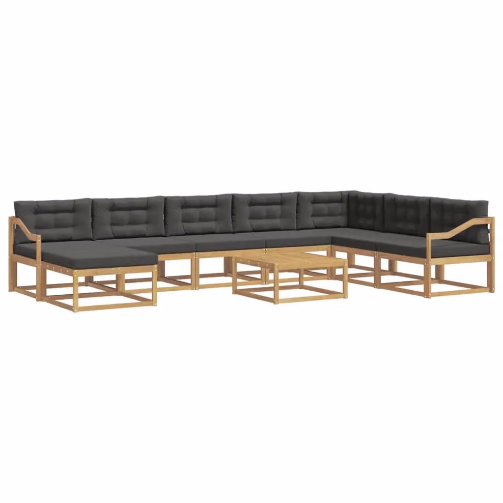 Set di divani da esterno moderno vidaXL in legno di acacia con cuscini Bianco e Antracite – 2