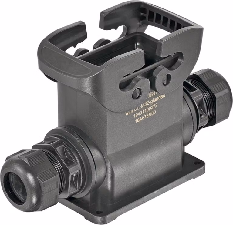 "Han ECO 10B custodia di base con pressacavo, uscita cavo laterale 2xM32, con 2 staffe trasversali"