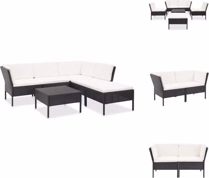 vidaXL Set di 6 pezzi da giardino con cuscini in poly rattan nero - Set di mobili da giardino