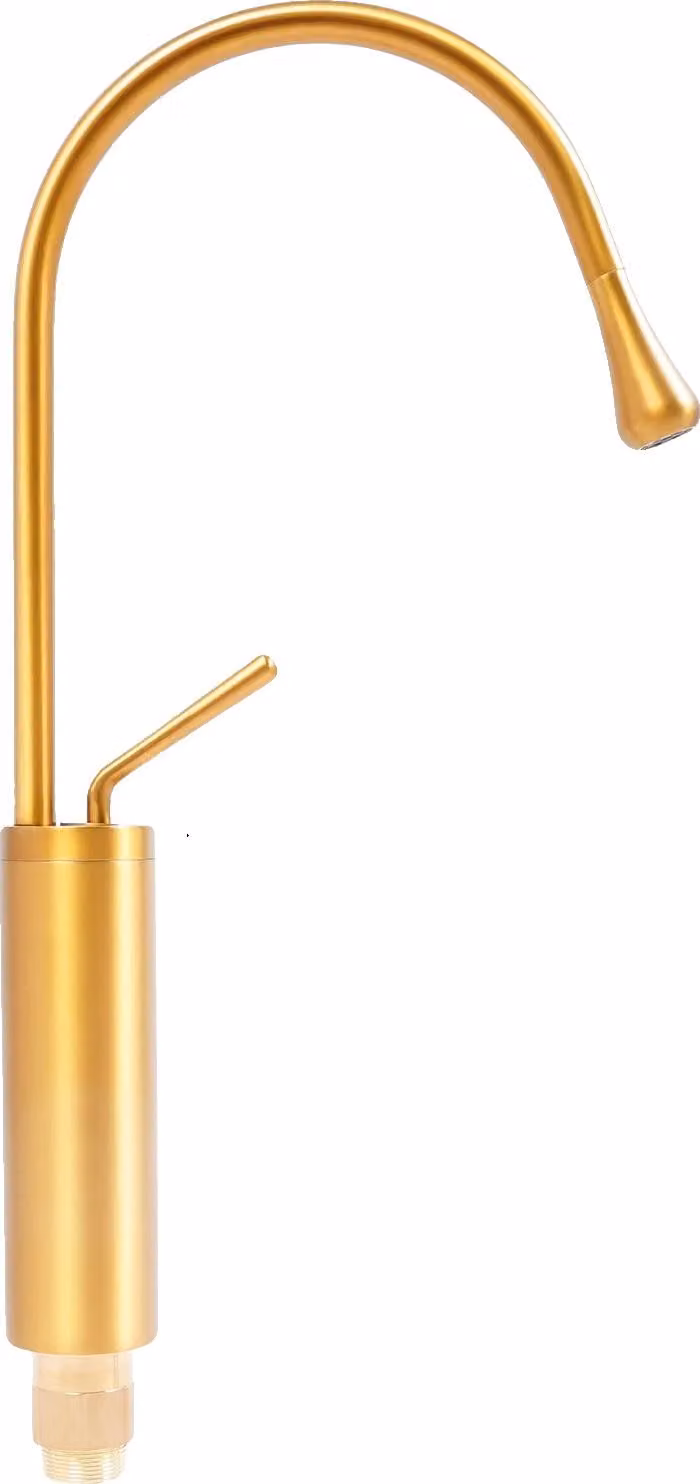 Rubinetto, realizzato in ottone, con bocchetta girevole a 360 gradi, finitura dorata, attacco G3/8