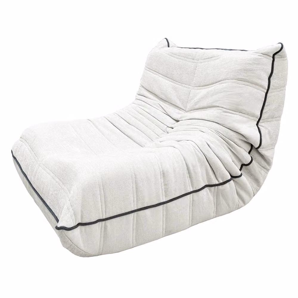 Divano a sacco Minimal in tessuto bianco con schienale ergonomico per soggiorno e camera da letto H: 96,0 cm, L: 64,5 cm, P: 10,5 cm – 2