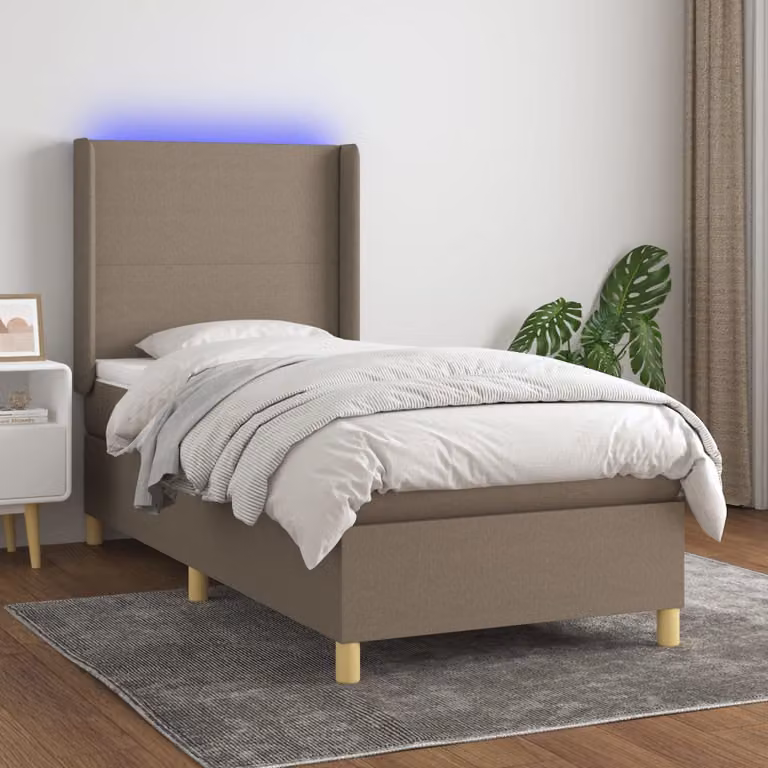 Letto Ibrido con Materasso e Illuminazione LED vidaXL in Tessuto Tortora 90x200 cm