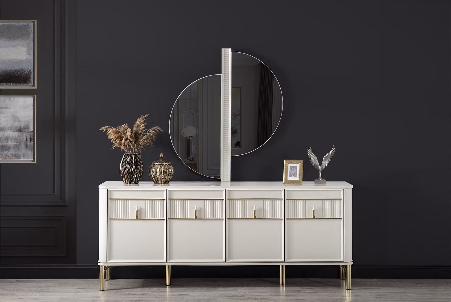 Beige Kommode Holzschrank Sideboard Kommoden Konsole Möbel xxl big