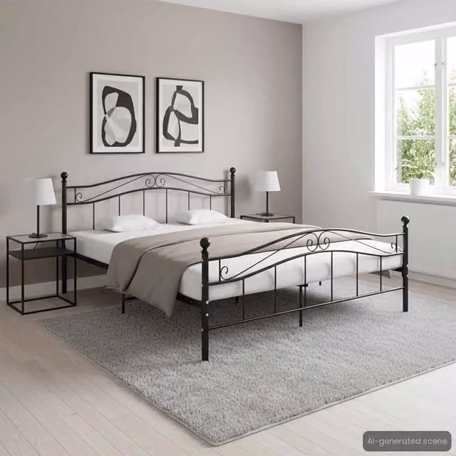 Letto con struttura in metallo nero vidaXL L/P: 160 x 200 cm