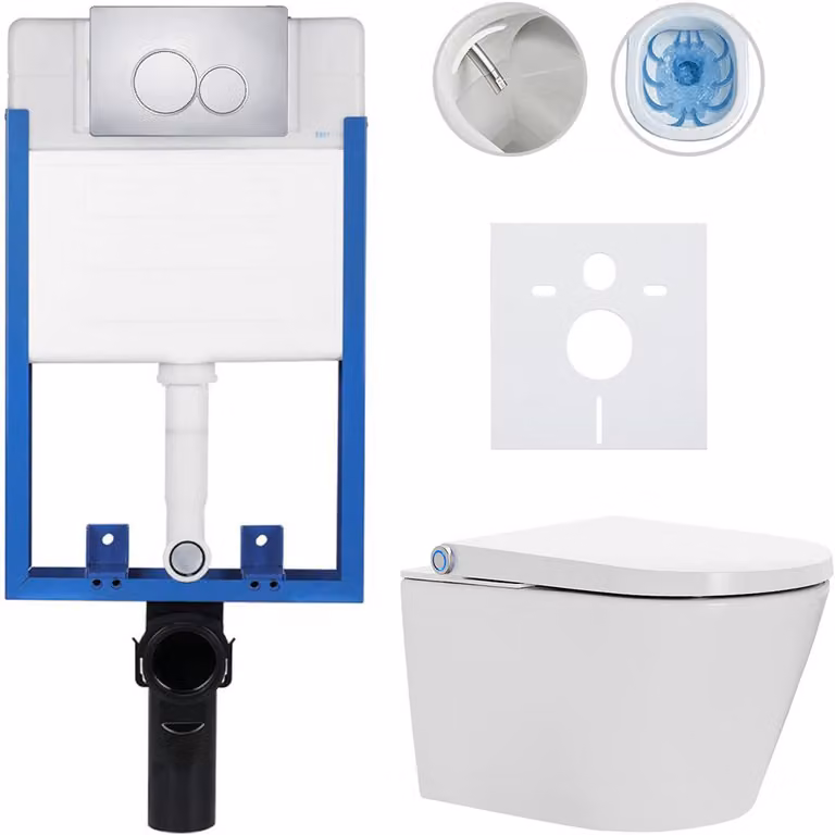 Set completo per WC Profi/Cronus Standard - bianco lucido - pulsante WC doppio/cromato - da incasso - 59,3x38,4 cm