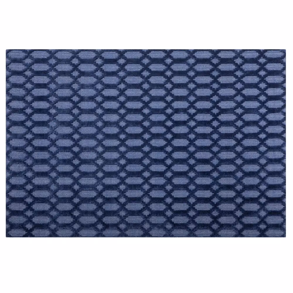 Tappeto Beliani Blu in Viscosa con Motivo Geometrico Moderno, L/P: 140 x 200 cm – 2