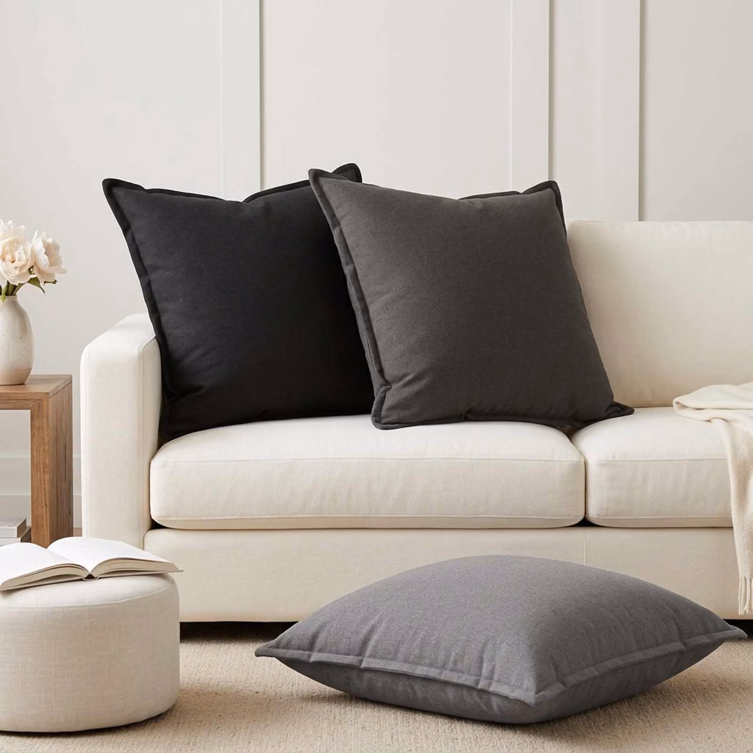 vidaXL Federa 2 pz HOUTEN Grigio Chiaro 65 x 65 cm Lino