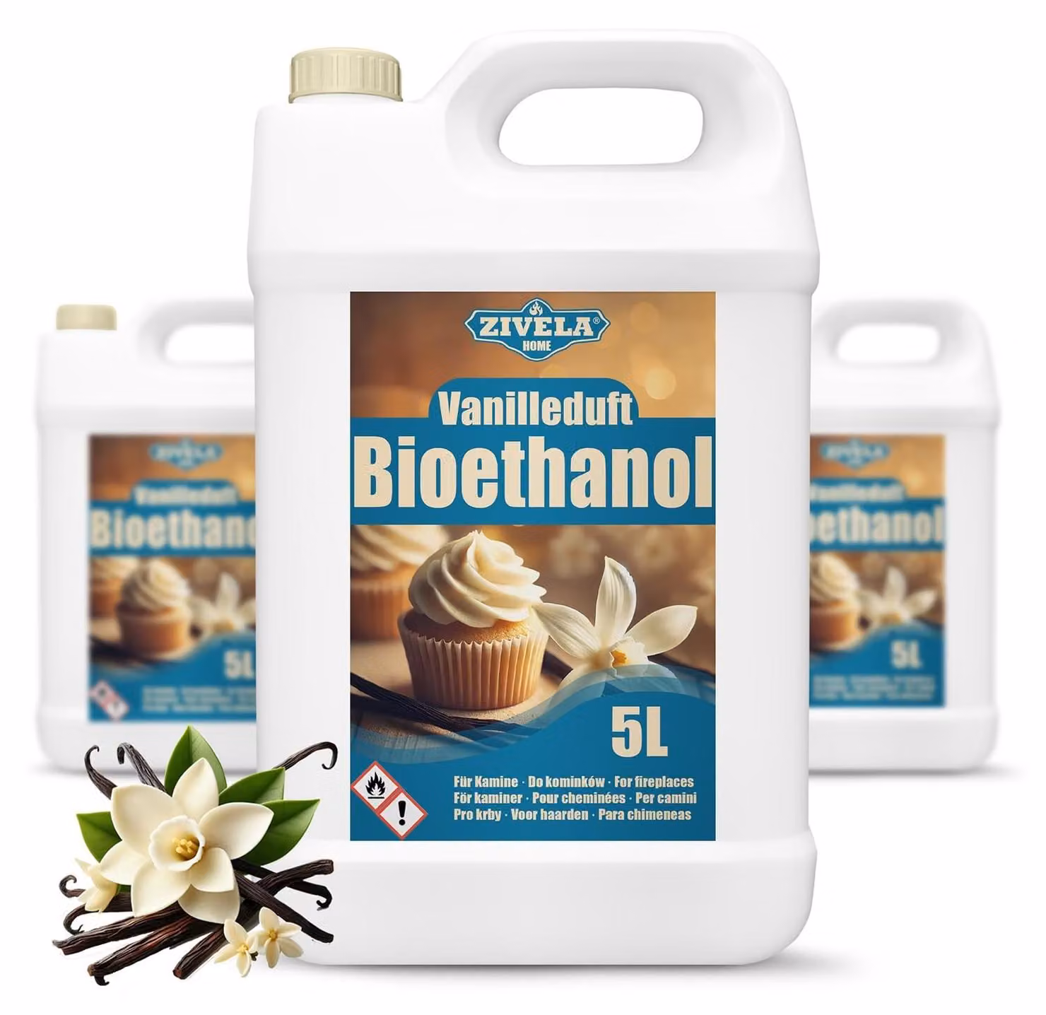 Bioetanolo al 96,6%, 15 litri, profumato alla vaniglia, per camini a bioetanolo