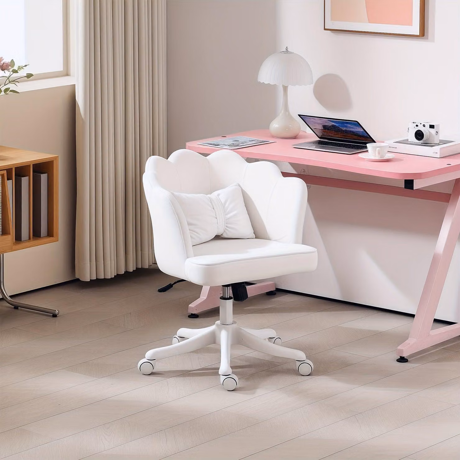 Sedia da ufficio - Sedia da scrivania - Sedia girevole - Colore: bianco - Altezza seduta regolabile - Struttura in metallo