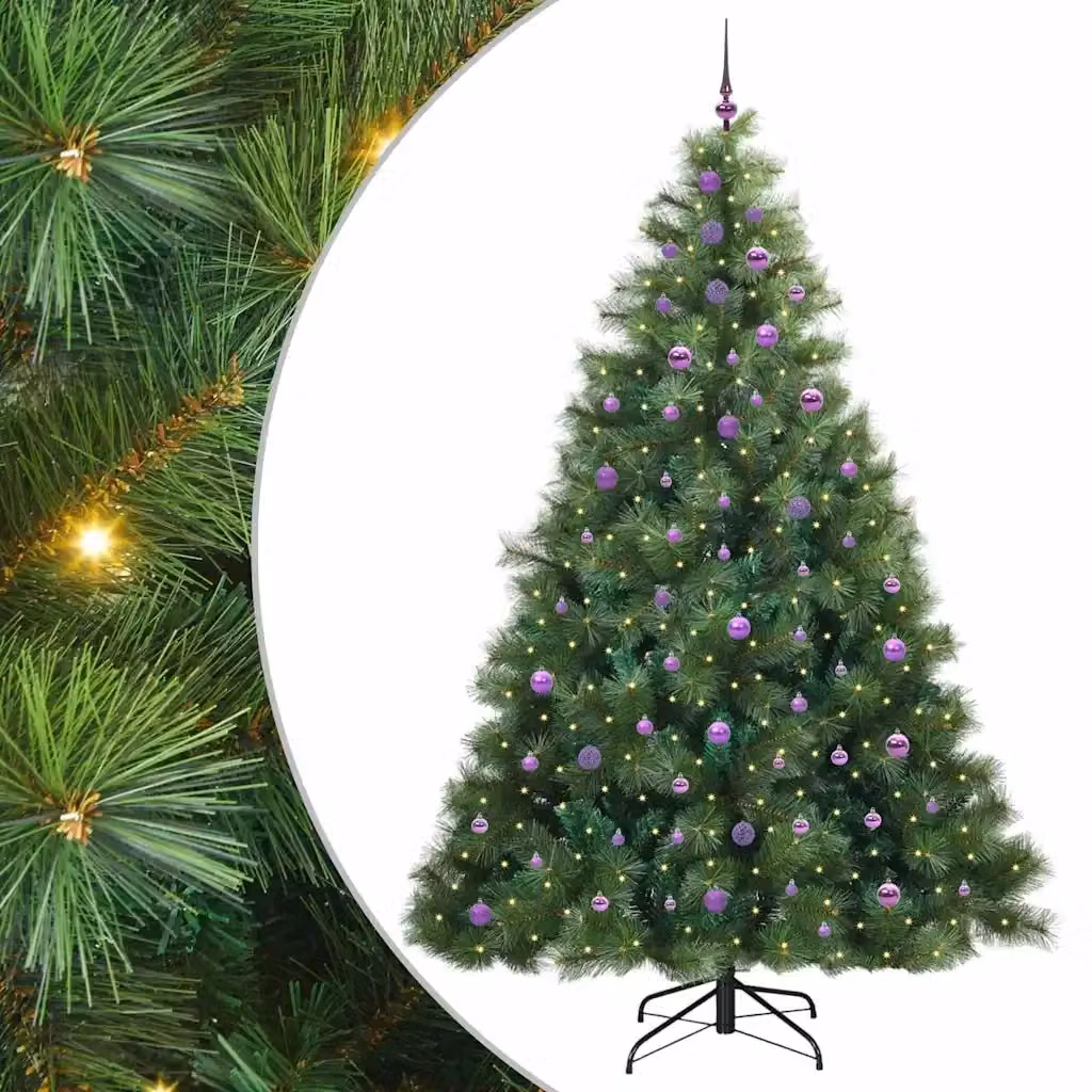 Albero di Natale artificiale moderno vidaXL verde con 300 LED luce bianca calda in PE e PVC, Altezza: 240 cm – 2