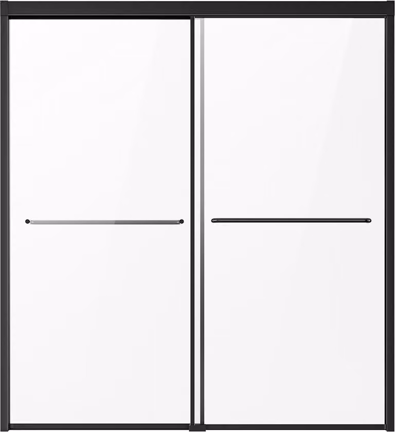 SucceBuy 50-60 pollici L x 60 pollici H Semi-Frameless Bypass Bathtub Shower Door Nero, porta del bagno, rivestimento della vasca, impermeabile