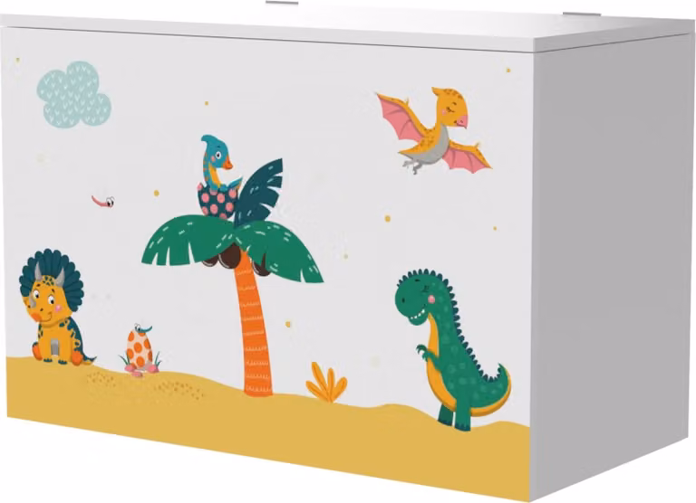 In And OutdoorMatch Milo - Scatola per giocattoli - 40 x 60 x 30 cm - motivo dinosauro - per bambini - per bambine
