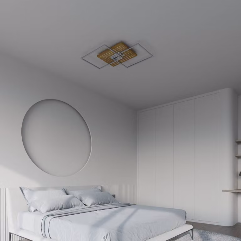 Elobra Plafoniera a LED Inka S, dimmerabile, Legno chiaro, Soggiorno / Sala da pranzo, Legno, Moderno, Plafoniera LED