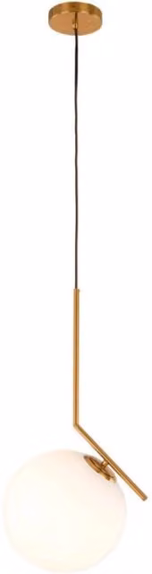 Lampada a sospensione moderna Mondo Italux in ottone e vetro bianco con attacco E27