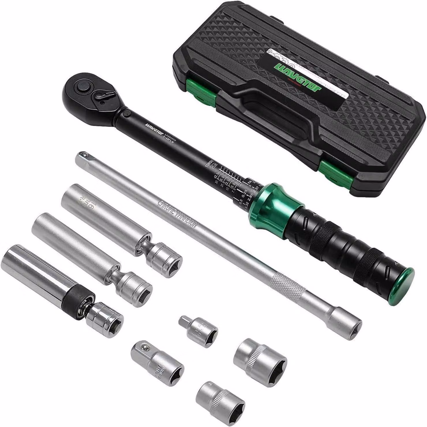 Set di 9 candele di accensione, completo di chiave dinamometrica da 60 Nm, con attacco da 3/8 di pollice, inclusi adattatori e prolunga