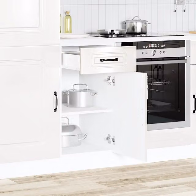 Base da cucina moderna vidaXL bianca lucida con ante a battente e ripiani interni L/P/H: 46 x 40 x 81,5 cm