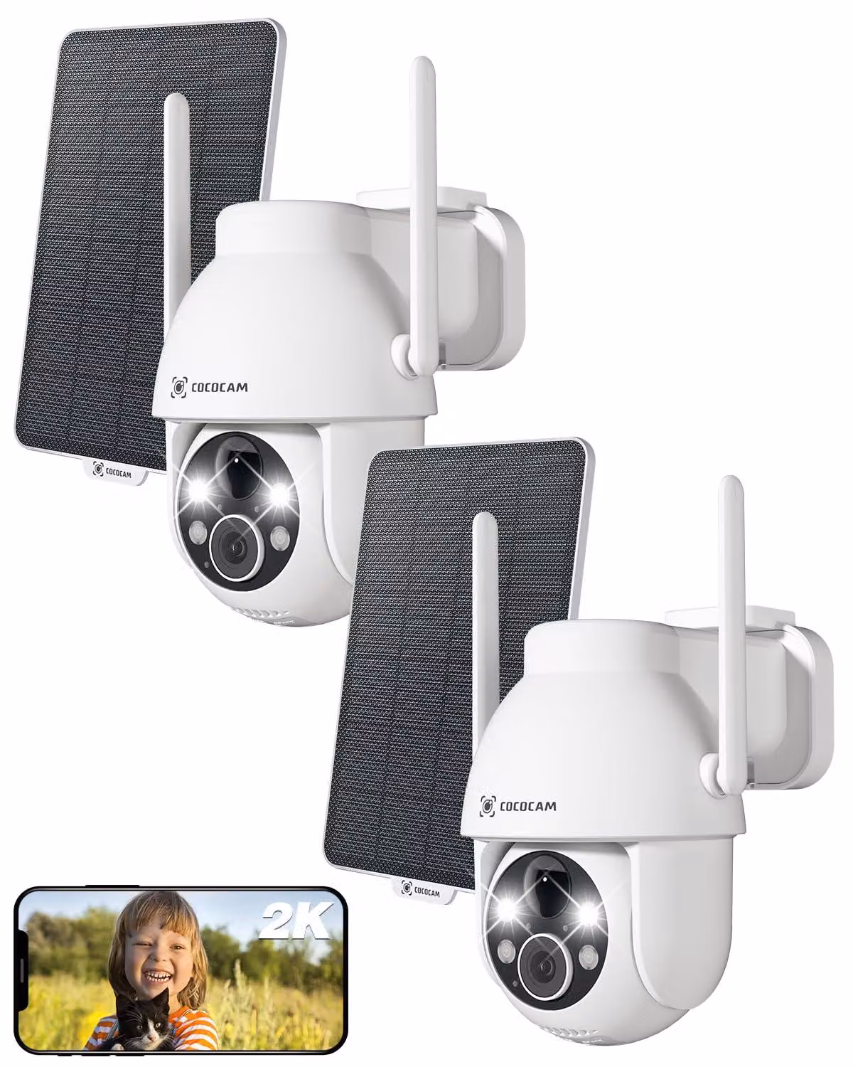 Telecamera di sicurezza wireless - Risoluzione 2K QHD - Alimentazione a energia solare - Sicurezza per esterni