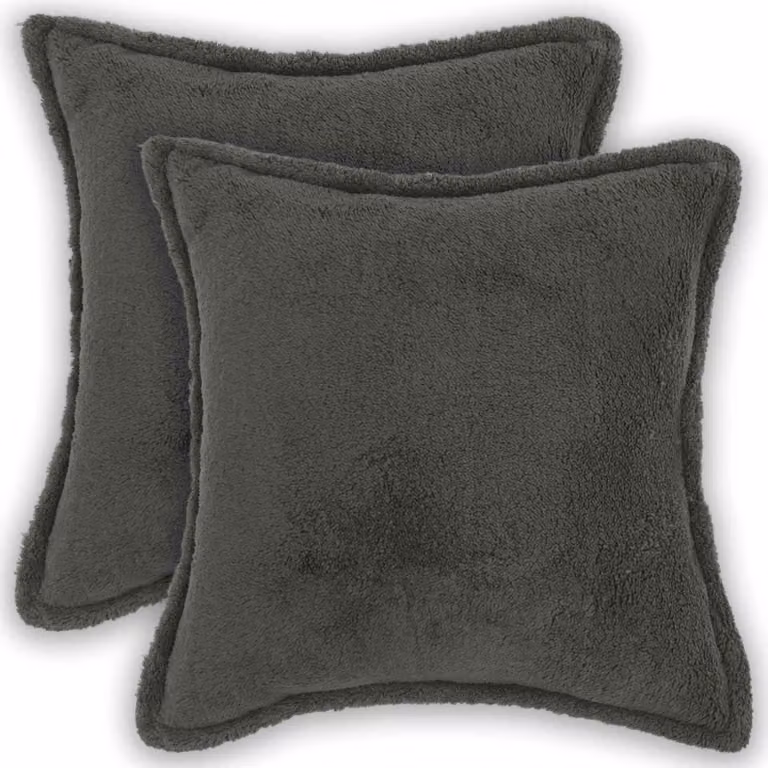 Set di 2 federe vidaXL HOUTEN in tessuto bouclé grigio scuro, L 45 cm x P 45 cm