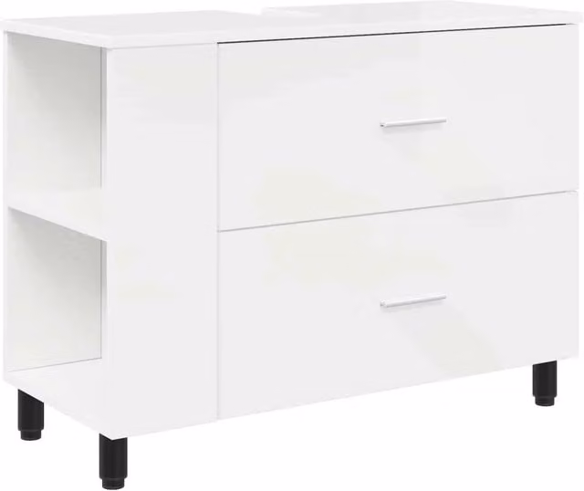 Mobiletto da Bagno | Armadio da bagno Bianco Lucido 80 x 35 x 60 cm