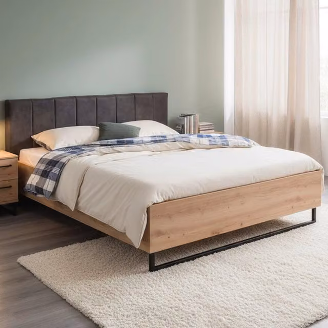 Letto Matrimoniale Busnago DMORA con Testiera Imbottita in Rovere Nodi, L/P: 180 x 200 cm – 1