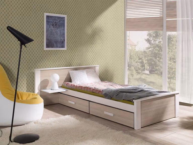 Letto per bambini con spazio di archiviazione 80x180 POLCH PLUS - bianco / rovere sonoma