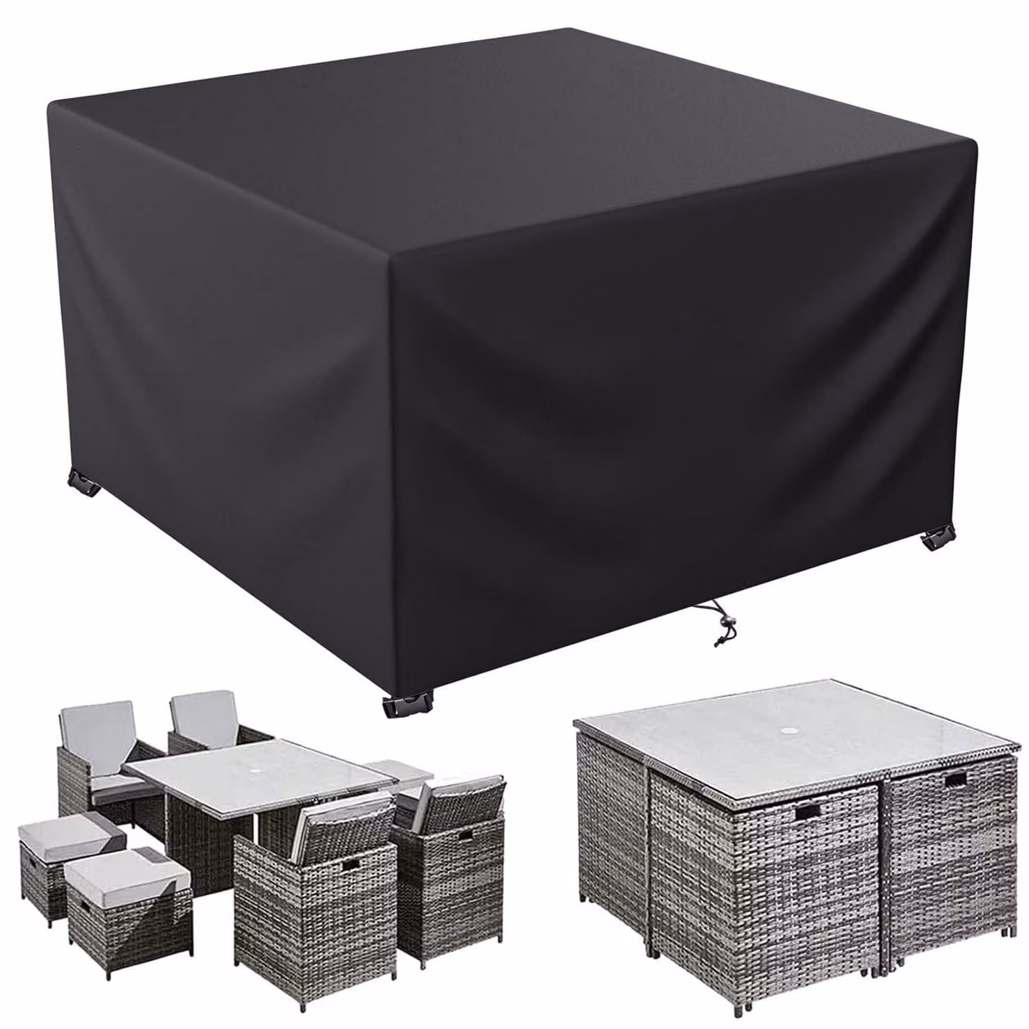 Copertura impermeabile per mobili da giardino, realizzata in tessuto Oxford 600D, dimensioni 125x125x74 cm