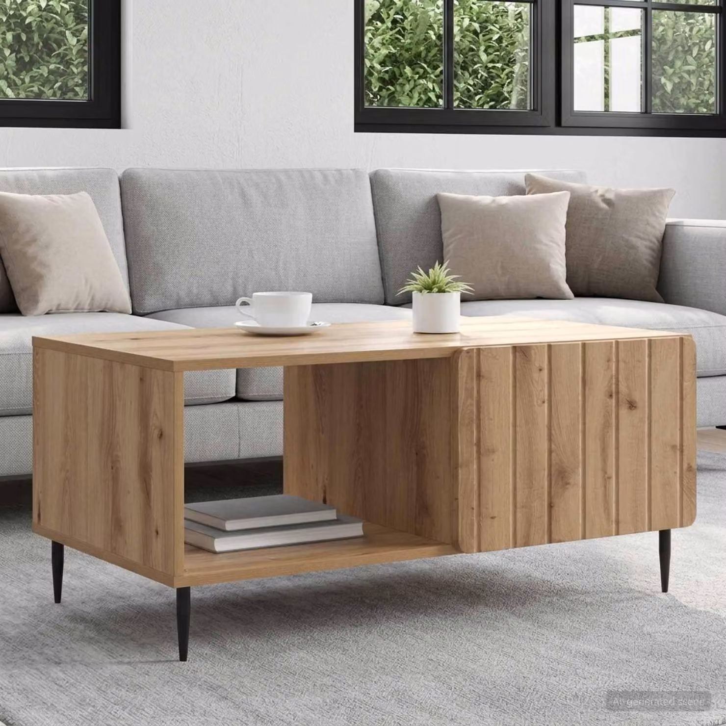 Elegante tavolino da salotto in legno di quercia artigianale