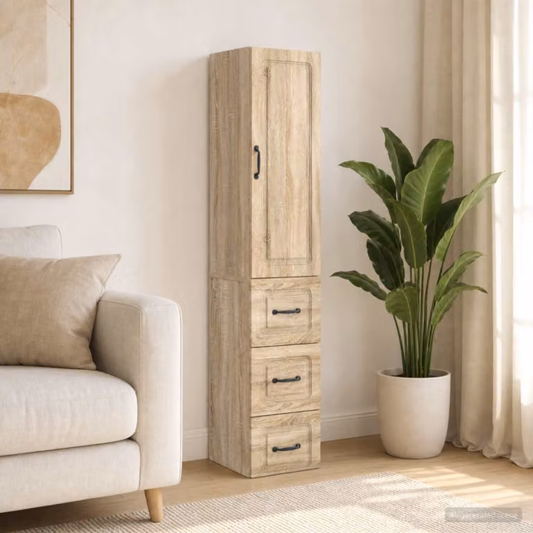 Set di 2 armadi modern vidaXL in legno e metallo marrone con ante e ripiani, L/P/H: 33 x 34,5 x 87 cm