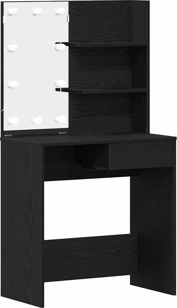 Tavolo da Trucco con cassetto Rovere Nero 74,5 x 40 x 141 cm