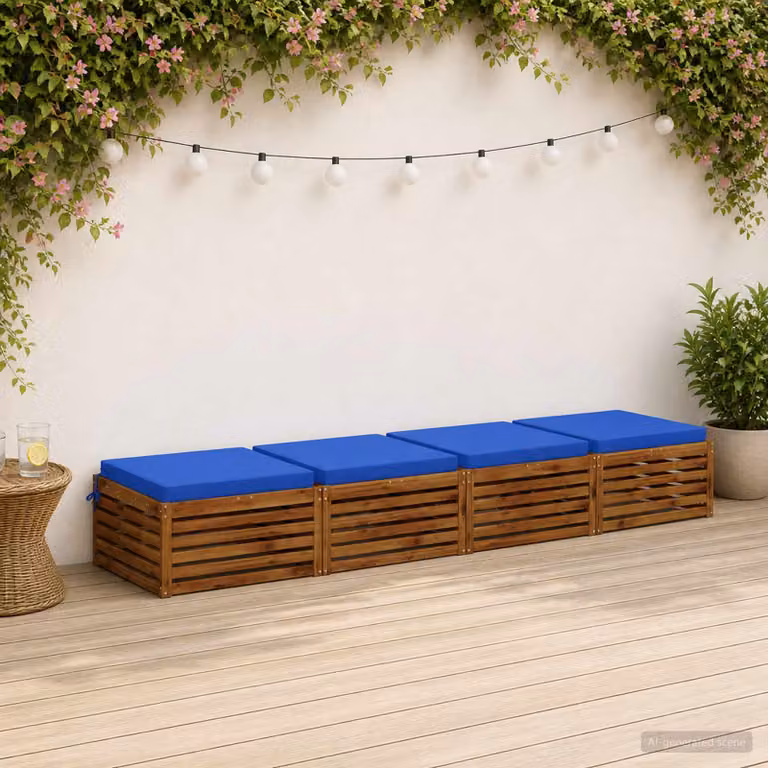 Set di 4 cuscini per sedia quadrati vidaXL in poliestere blu con rivestimento lavabile e resistente ai raggi UV