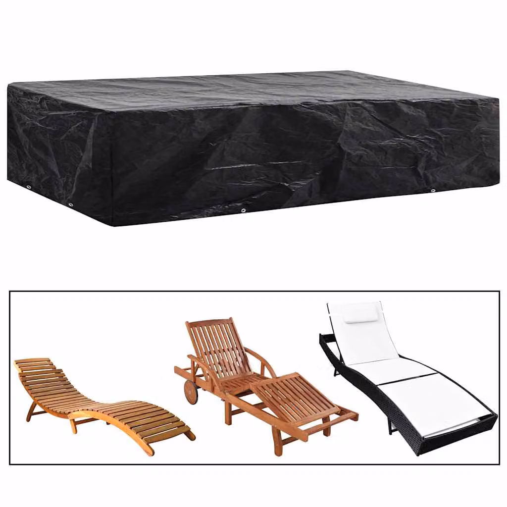 Copertura per Lettino Prendisole vidaXL con 8 Occhielli, Colore Nero, L/P/H: 218 x 77 x 55 cm – 1