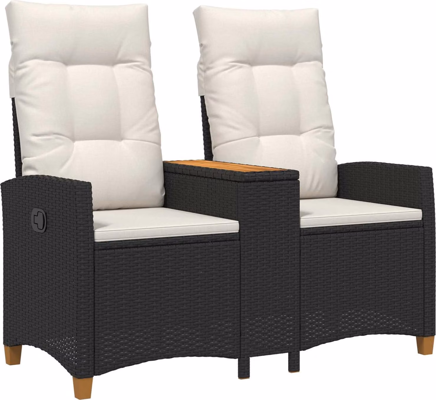 Panchina reclinabile con tavolo Nero e Bianco Crema polyrattan